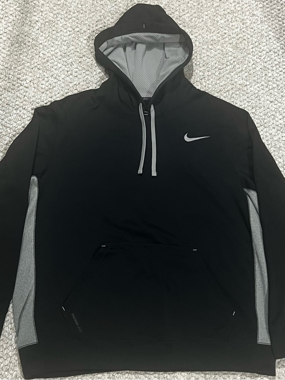 Nike Therma Fit Pull Over Hoodie, Mens XL, Black/Grey